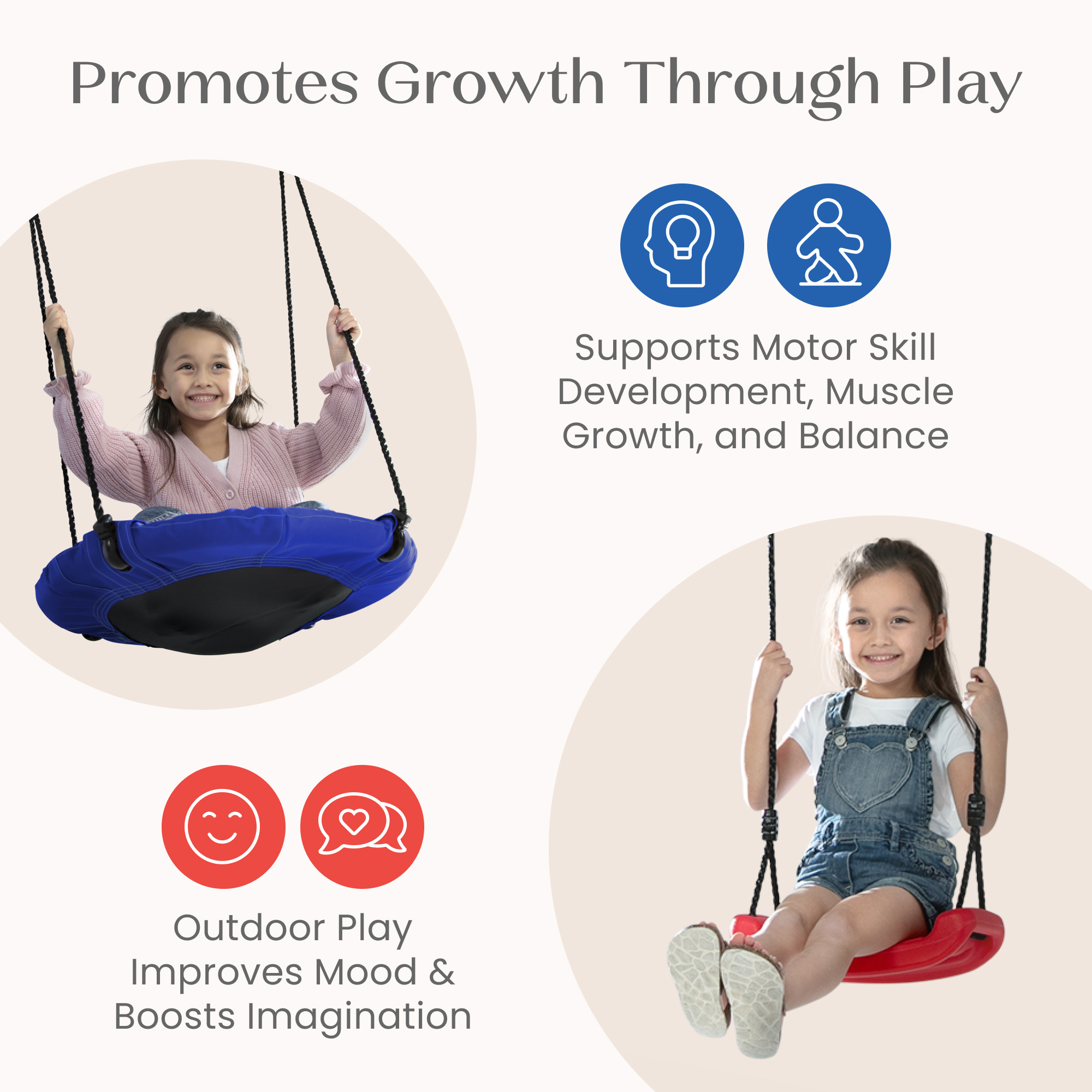 FunZone Outdoor Metal 4-Piece Swing Set - Includes 2 Swings, 1